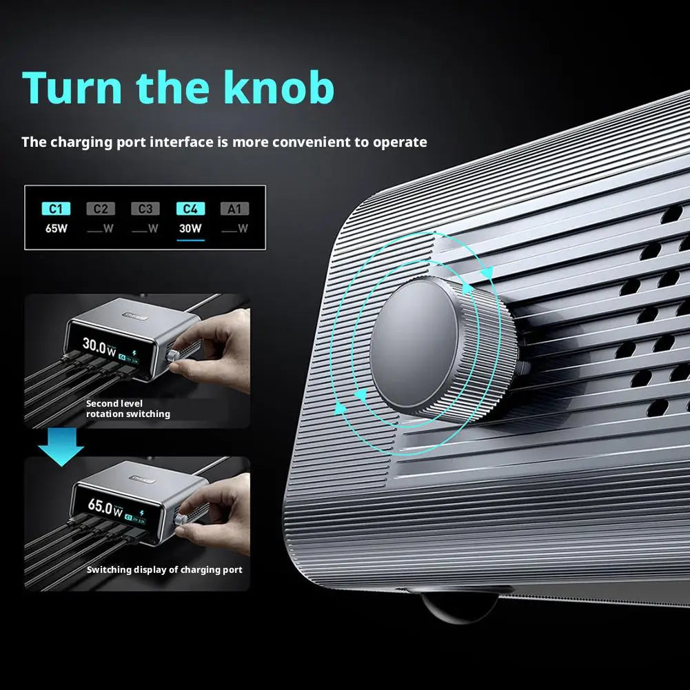 265w GaN Smart Multi-Port Desktop Charger 4 USB-C Ports And 1 USB-A Port Fast Charging For Phones And Tablets