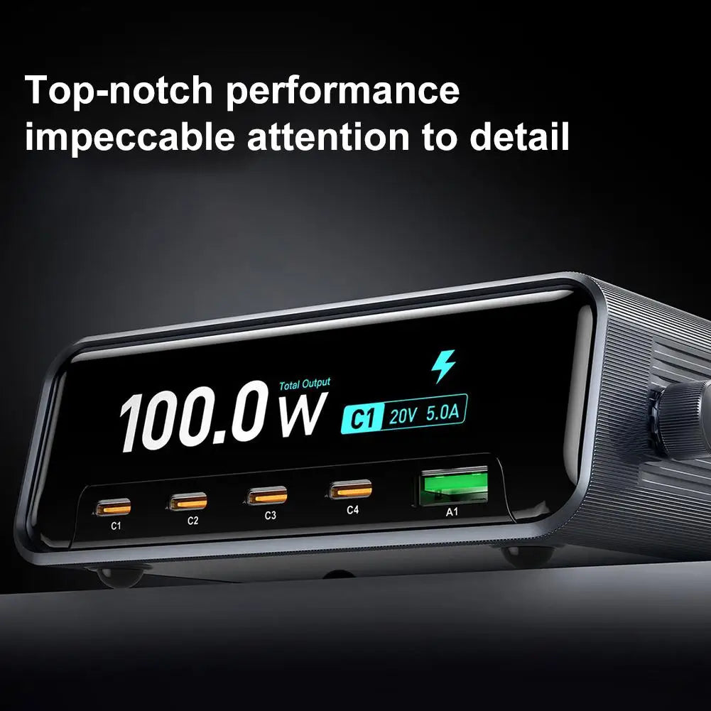 265w GaN Smart Multi-Port Desktop Charger 4 USB-C Ports And 1 USB-A Port Fast Charging For Phones And Tablets