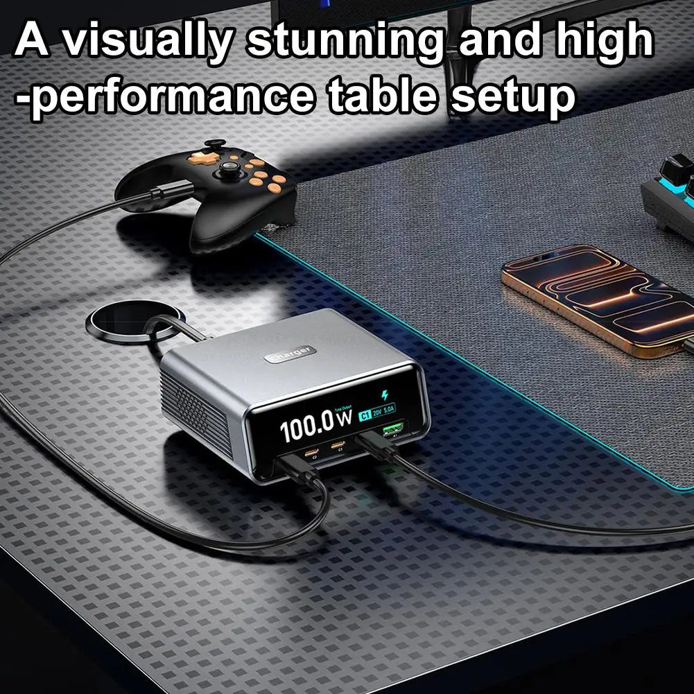 265w GaN Smart Multi-Port Desktop Charger 4 USB-C Ports And 1 USB-A Port Fast Charging For Phones And Tablets