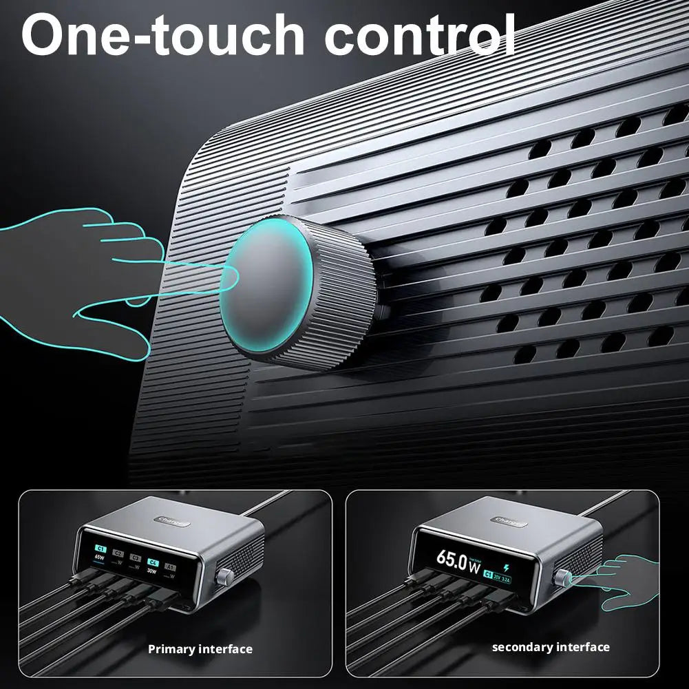 265w GaN Smart Multi-Port Desktop Charger 4 USB-C Ports And 1 USB-A Port Fast Charging For Phones And Tablets