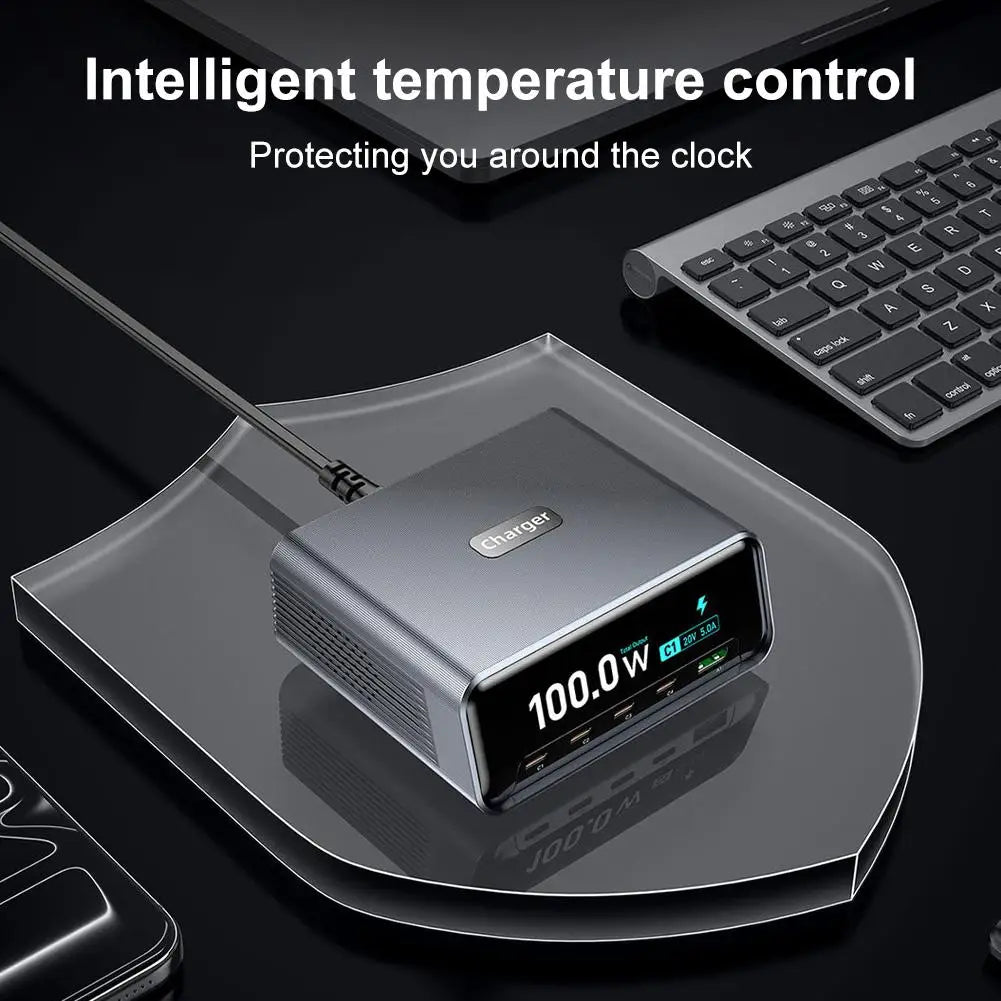 265w GaN Smart Multi-Port Desktop Charger 4 USB-C Ports And 1 USB-A Port Fast Charging For Phones And Tablets